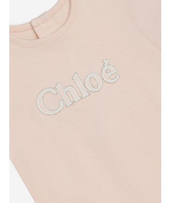 Chloé Baby Girls Embroidered Logo T-Shirt in Pink de l' environnement