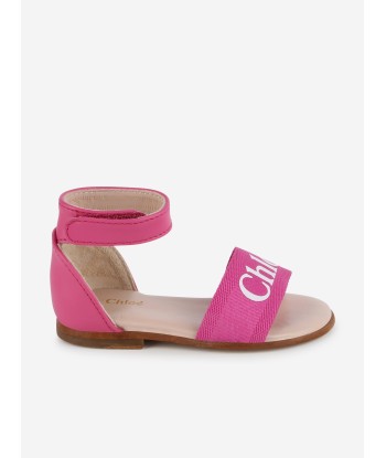 Chloé Girls Leather Logo Sandals in Pink Toutes les collections ici