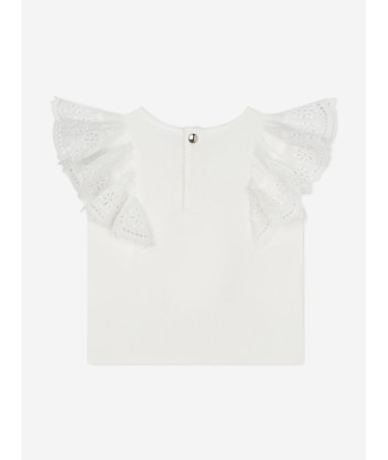 Chloé Baby Girls Embroidered Ruffle T-Shirt in White du meilleur 