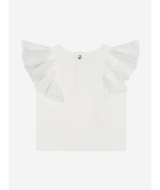 Chloé Baby Girls Embroidered Ruffle T-Shirt in White du meilleur 