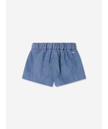 Chloé Baby Girls Chambray Embroidered Shorts in Blue livraison et retour toujours gratuits