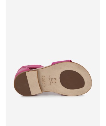 Chloé Girls Leather Logo Sandals in Pink Toutes les collections ici