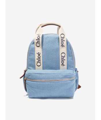 Chloé Girls Denim Backpack in Blue (36cm) 2023