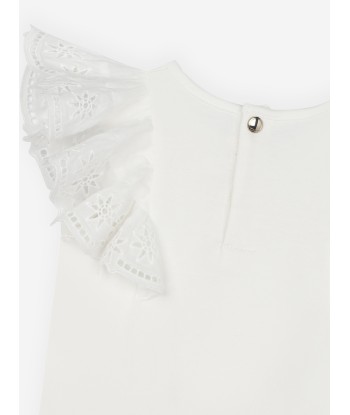 Chloé Baby Girls Embroidered Ruffle T-Shirt in White du meilleur 