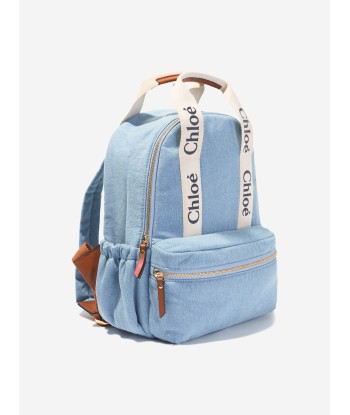 Chloé Girls Denim Backpack in Blue (36cm) 2023