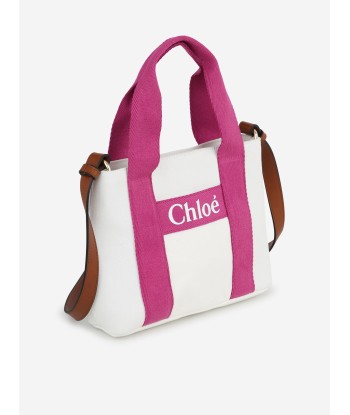 Chloé Girls Denim Logo Shoulder Bag in Ivory (25cm) livraison et retour toujours gratuits