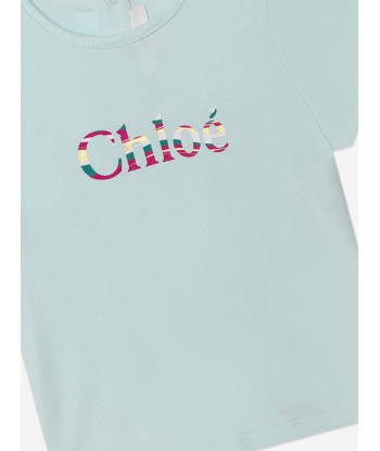 Chloé Baby Girls Logo T-Shirt in Blue Véritable concentré