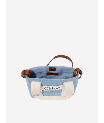 Chloé Girls Denim Logo Shoulder Bag in Blue (25cm) commande en ligne