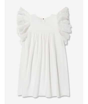 Chloé Girls Ruffle Dress in White chez Cornerstreet bien 