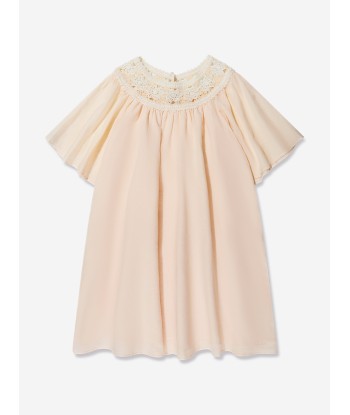 Chloé Girls Crocheted Lace Collar Dress in Pink Jusqu'à 80% De Réduction