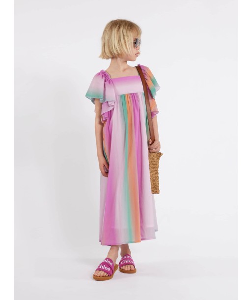 Chloé Girls Crepe Rainbow Dress in Multicolour la livraison gratuite