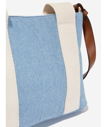 Chloé Girls Denim Logo Shoulder Bag in Blue (25cm) commande en ligne