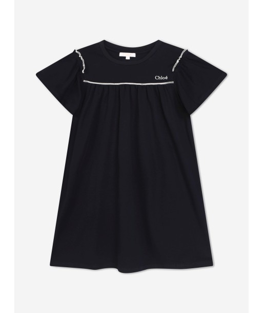 Chloé Girls Organic Cotton Dress in Navy Dans la société mordern