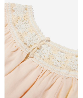 Chloé Girls Crocheted Lace Collar Dress in Pink Jusqu'à 80% De Réduction