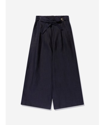 Chloé Girls Linen Trousers in Navy basket pas cher