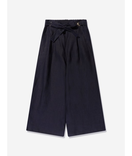 Chloé Girls Linen Trousers in Navy basket pas cher