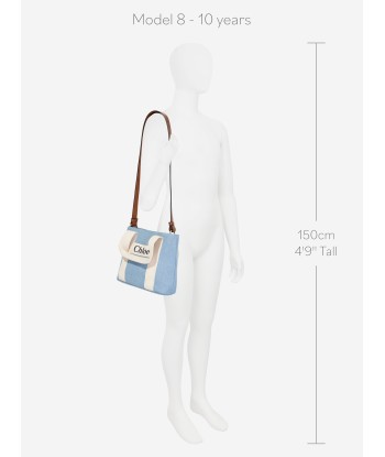 Chloé Girls Denim Logo Shoulder Bag in Blue (25cm) commande en ligne