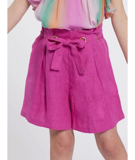 Chloé Girls Linen Belted Shorts in Pink le des métaux précieux