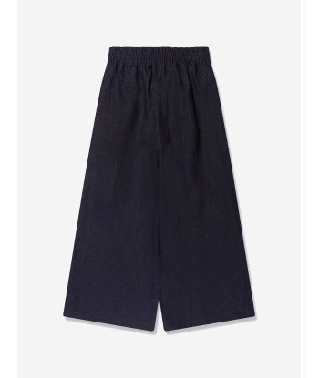 Chloé Girls Linen Trousers in Navy basket pas cher