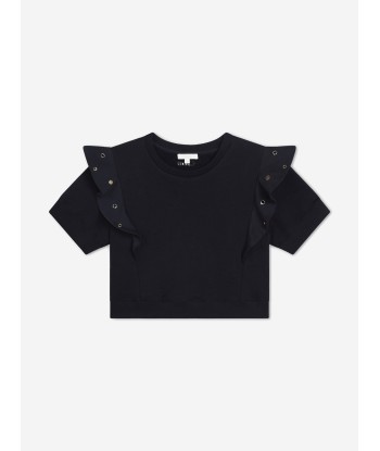 Chloé Girls Ruffle Sweatshirt in Navy à prix réduit toute l'année