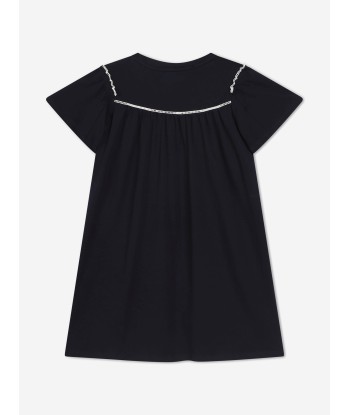 Chloé Girls Organic Cotton Dress in Navy Dans la société mordern