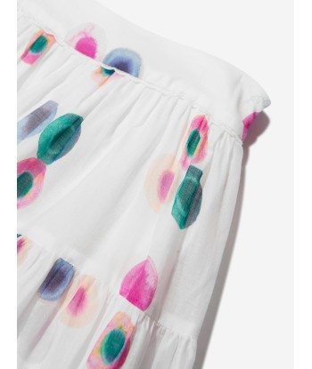 Chloé Girls Spotted Long Skirt in White pas cheres