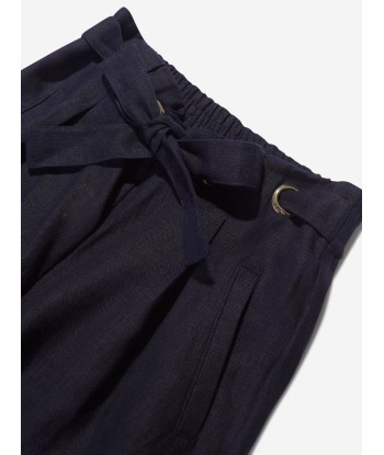 Chloé Girls Linen Trousers in Navy basket pas cher