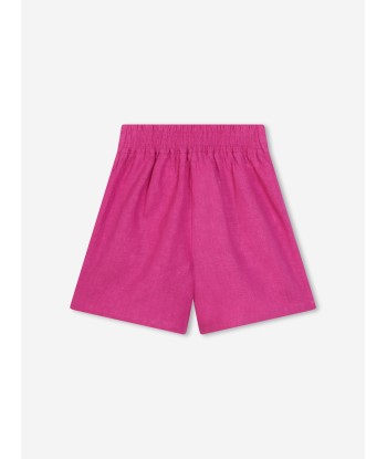 Chloé Girls Linen Belted Shorts in Pink le des métaux précieux