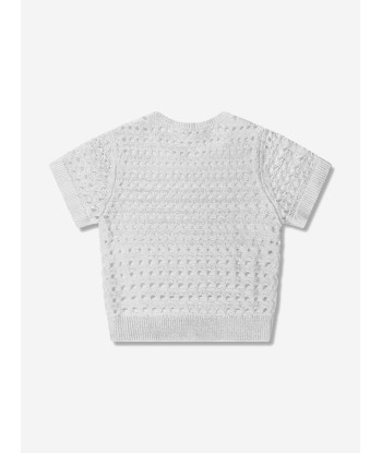 Chloé Girls Lamé Crochet Sweatshirt in Silver Venez acheter