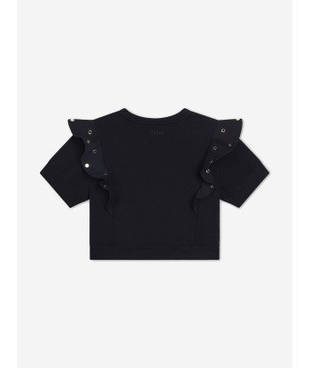 Chloé Girls Ruffle Sweatshirt in Navy à prix réduit toute l'année