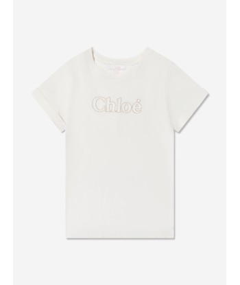 Chloé Girls Embroidered Logo T-Shirt in Ivory suggérées chez