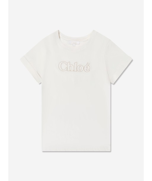 Chloé Girls Embroidered Logo T-Shirt in Ivory suggérées chez