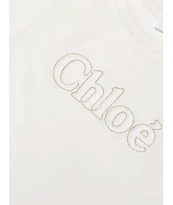 Chloé Girls Embroidered Logo T-Shirt in Ivory suggérées chez