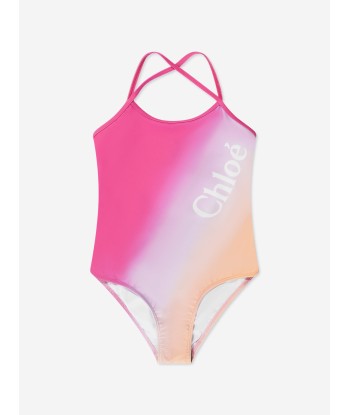 Chloé Girls Tie-Dye Logo Swimsuit in Pink sélection de produits