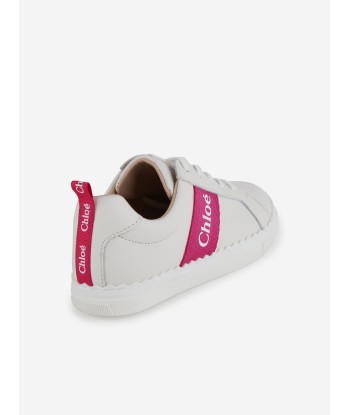 Chloé Girls Leather Logo Trainers in Ivory 50-70% off 