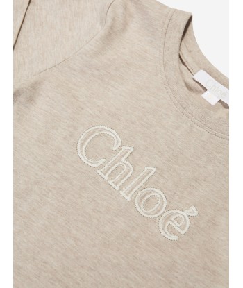 Chloé Girls Logo Print T-Shirt in Beige les ligaments