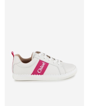 Chloé Girls Leather Logo Trainers in Ivory 50-70% off 