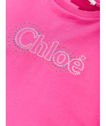 Chloé Girls Cropped Logo T-Shirt in Pink prix pour 