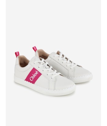 Chloé Girls Leather Logo Trainers in Ivory 50-70% off 