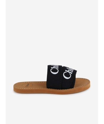 Chloé Girls Logo Slides in Black ou a consommer sur place