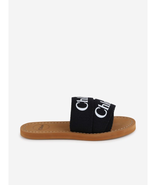 Chloé Girls Logo Slides in Black ou a consommer sur place