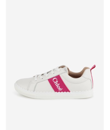 Chloé Girls Leather Logo Trainers in Ivory 50-70% off 