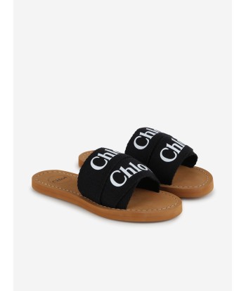 Chloé Girls Logo Slides in Black ou a consommer sur place