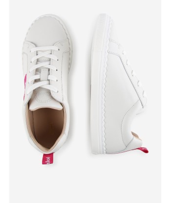 Chloé Girls Leather Logo Trainers in Ivory 50-70% off 