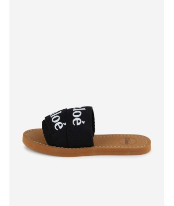 Chloé Girls Logo Slides in Black ou a consommer sur place