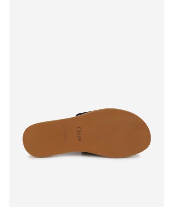 Chloé Girls Logo Slides in Black ou a consommer sur place