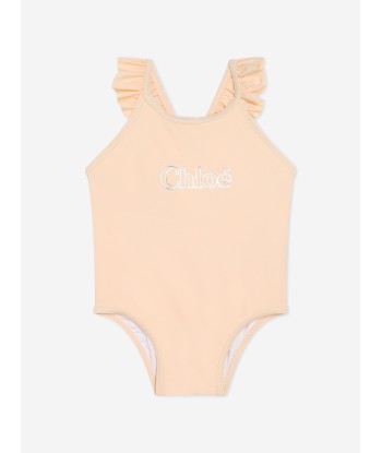 Chloé Baby Girls Logo Swimsuit in Pink À commander