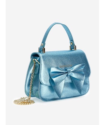 Monnalisa Girls Glitter Bow Handbag in Blue (21cm) pas cher 