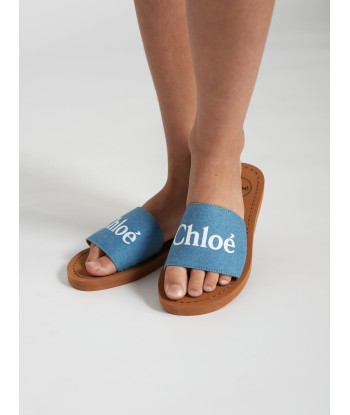 Chloé Girls Denim Slides in Blue vous aussi creer 