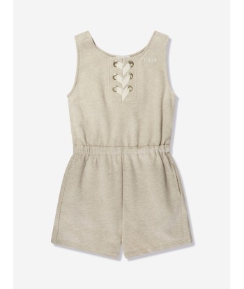 Chloé Girls Sleeveless Playsuit in Beige en ligne